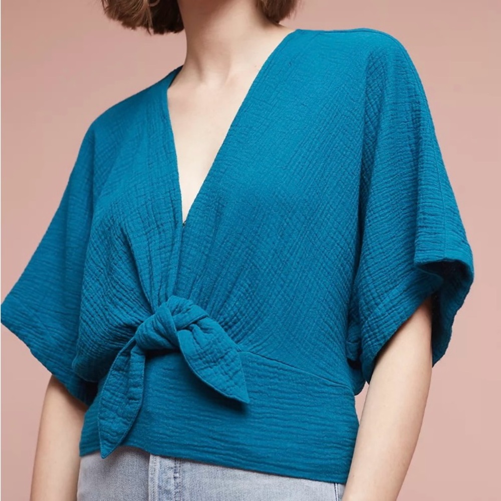 Anthropologie Floreat Raeka Tie-Waist Kimono Blouse